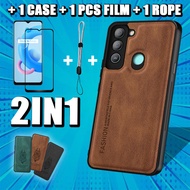 2 IN 1 Fashion leather Case For Tecno Pop 5 LTE BD4/BD4i/BD4a with Ceramic Screen Protector and Adju