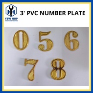 3 INCI PVC NUMBER PLATE/ Home Practical Gold House  Door Address Plaque Number with Srew Plate Sign 