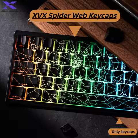 XVX Spider Web Keycaps OEM Profile Shine Through IMD-Tech Keycap Set 118 Keys Black Backlight(only k