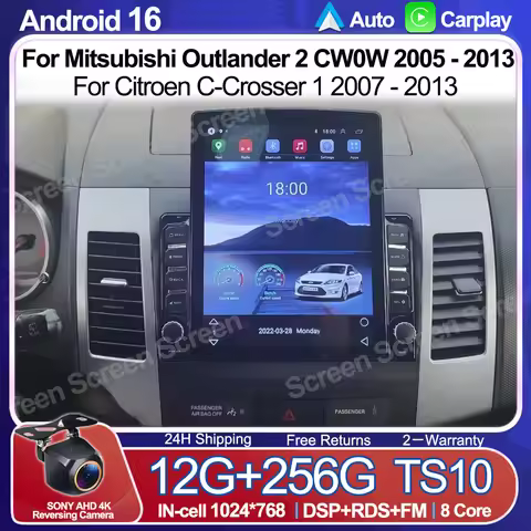 9.7" Android 16 For Mitsubishi Outlander 2 CW0W 2005 - 2013 For Citroen C-Crosser 1 2007 - 2013 Car