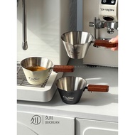 cup coffee cup Espresso Cup Walnut Handle Stainless Steel Coffee Liquid Measuring Cup Extraction Cup