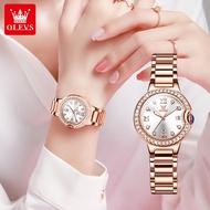 OLEVS luxury diamond watches for woman waterproof original 2022 fashion elegant rose gold stainless steel relos for women