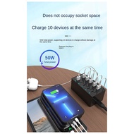 50W USB Multiport Charger Fast Charge Charger Hub 10 Port Fast Charge Charger Charging Desktop Dock 