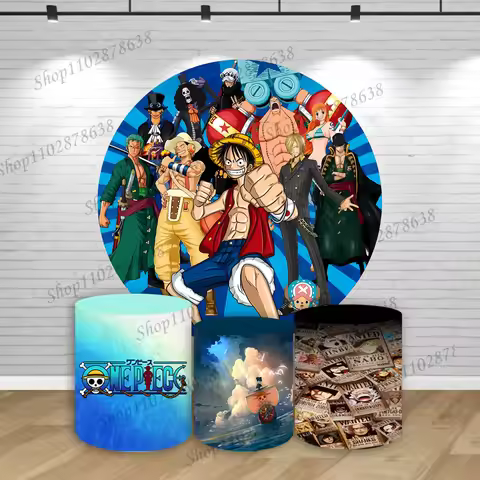 One Piece Round Cover Thousand Sunny One Piece Cylinder Cover Boys Birthday Party Baby Shower Decora