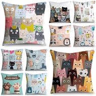 Single-sided printing cartoon cat pattern polyester cushion cover home decoration sofa Sarung Bantal car pillowcase