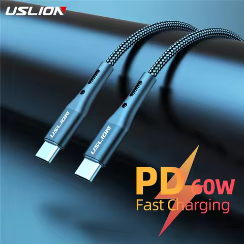 USLION PD 60W USB Cable Type C to Type C for XIAOMI poco f3 Plus mi 12 11 pro PD QC3.0 fast Charging