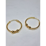 Plain Ring Earrings 2 Balls Light Gold 1 gram