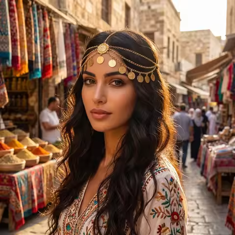 Coin Tassel Design Egyptian Gold Head Chain Metal Rhinestone Indian Bridal Headpiece Bohemian Adjust