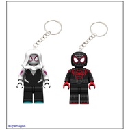 Compatible with Lego Spider-Man Miles Building Block Minifigure Gwen Keychain Couple Pendant Female 