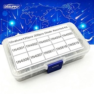 200Pcs 1N4001 1N4002 1N4003 1N4004 1N4005 1N4006 1N4007 1N5817 1N5818 1N5819 New 10 Values Rectifier