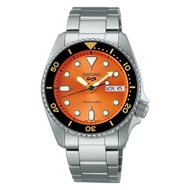 Seiko 5 Sports Orange Dial Silver Stainless Steel Strap Men Watch SRPK35K1P