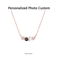 [Sincerer] S925 Sterling Silver Necklace Photo Projection Flower Pendant Necklace Custom Photo Neckl
