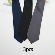 3 ชิ้น เนคไทสำเร็จรูป สำหรับเด็ก, เนคไทชุดนักเรียน, สีดำ, เทาเข้ม, น้ำเงินเข้ม