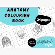 Digital Anatomy Colouring Book | Anatomy Coloring Book Template | Canva Template|