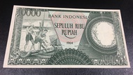 Uang kertas kuno 10000 rupiah 1964. UNC.