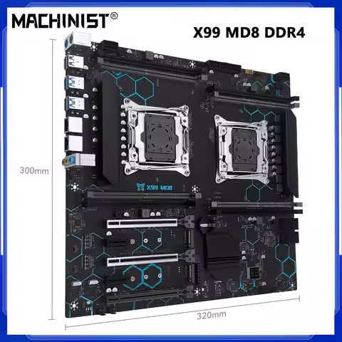MACHINIST MD8 X99 Dual CPU Motherboard LGA 2011-3 C612 Chip Support Dual Xeon Processor 8 DDR4 RAM S
