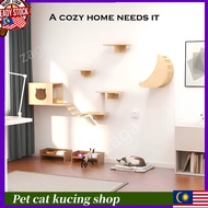 Wall Mounted Cat Scratch Post Wooden Cat Climbing Frame Cat Climbing Jump Shelf Cat Wall Furniture Set Cat Tree for Cat Sleeping Playing Climbing