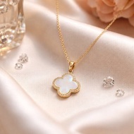 //溫柔絮語//白貝母四葉草純銀 吊墜