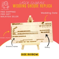 Replika kayu cek hantaran / wooden cheque laser engrave