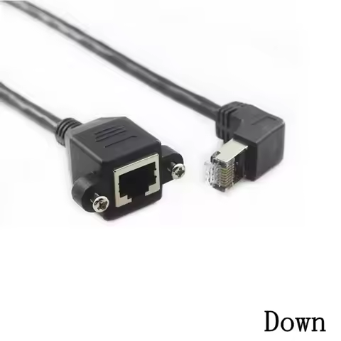 Holes 8Pin Right Angle RJ45 LAN Network Male To Female Ethernet LAN Cord Panel Mount Extension Cable