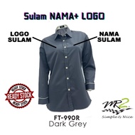 WOMEN'S LONG-SLEEVED KORPORAT SHIRT DARK GREY PIPING WHITE (FT 990R) JENAMA MR2