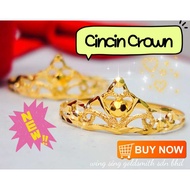 Wing Sing Cincin Mini Crown Padu Tulen Fesyen Emas 916 / 916 Gold Ring