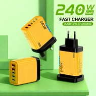 Double USB+3PD Multi-port charger ，240w，Indicator Light，Mobile Phone Charger