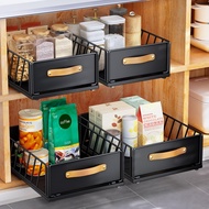 Kitchen rack pull-out basket, pull-out under-sink single spice rack, sliding drawer storage rack