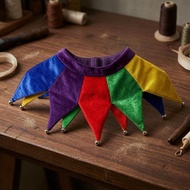 Jester Shoulder Cape Multicolor Jester Collar Costume Accessory Metal Bells
