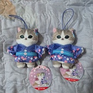 冒險樂園 Namco Taito 夾公仔 景品 禮品 鯊魚貓 灰色貓咪 櫻花和服 藍色 吊飾公仔