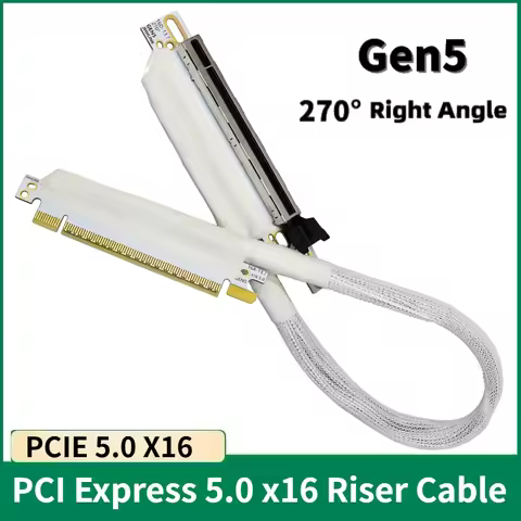 JHH-Link White PCI Express 5.0 X16 Reverse Side Bending Graphics Card Extension Cable for Chassis Se