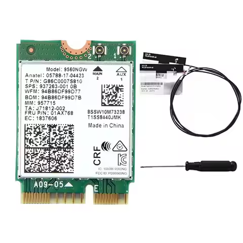 A12E-9560NGW Wifi Card+2Xantenna 1730Mbps Wireless AC9560 Dual Band 2.4G 5G BT5.0 802.11AC M.2 CNVI 