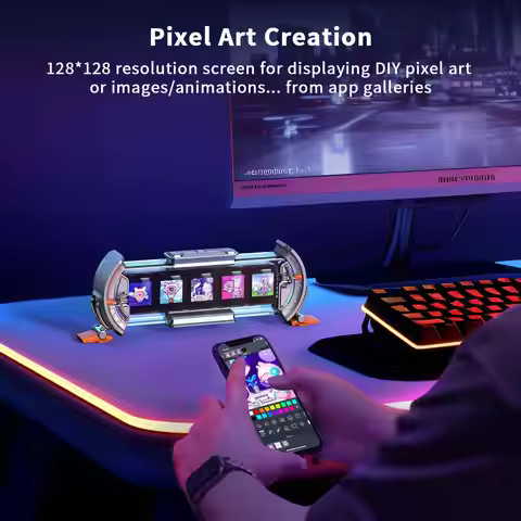 Divoom Times Gate, Pixel Art Smart Display, Nixie Tube Style Desk Clock, Cyberpunk Table Ornament & 