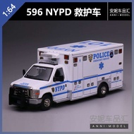 [Annie Ready Stock] 596 1: 64 NYPD Ambulance Alloy Car Model