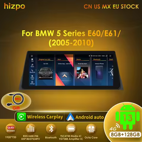 Hizpo Android 13 Car Audio For BMW 5 Series E60 E61 E63 E64 CCC CIC System Car Radio Multimedia Play