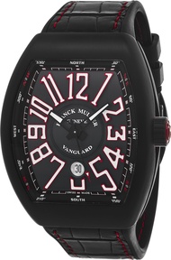Vanguard Mens Black Face Automatic Date Black Rubber Strap Swiss Watch V 45 SC DT TT NR BR ER