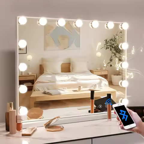 Large Bluetooth Vanity Mirror Makeup Mirror with Lights Hollywood Mirror Touchscreen Control Cosmeti
