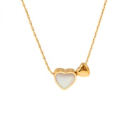 For L109 Stainless Steel Double Heart Shell-inlay Choker Fashion Dainty Necklace