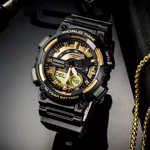 Casio AEQ110BW Series | Men’s Analog-Digital Watch |100M WR | Multi Alarms | 100 SEC Stopwatch | Cou