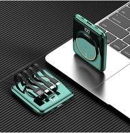 20000mAh Mini Power Bank Portable Qi Wireless Charger Powerbank Built in Cable for iPhone 14 13 Sams