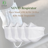 NOVID Respirator Face Mask N99/KF94 20 Pcs K94 Mask Disposable Earloop Mask Muka