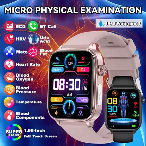 LIGE ECG+PPG Smart Watch Women Blood Lipid Uric Acid AI Diagnostic Detector Body Temperature Female 