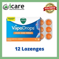 VICKS VAPODROPS ORANGE MENTHOL 12S