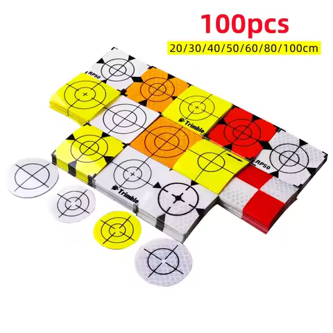 100pcs Size 20 30 40 50 60 80mm Reflector Sheet for Topcon Total Station Survey Geography Reflective