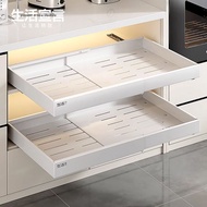 Life Declaration Storage Box Drawer-Type Retractable Cabinet Pull-out Basket Installation-Free Punching Pull-out Kitchen