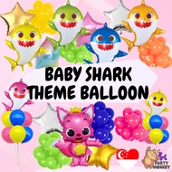 [SG Seller] Baby Shark Balloon Backdrop Pinkfong Mama Shark Birthday Decoration Kids Party Supplies Shark Doo Doo