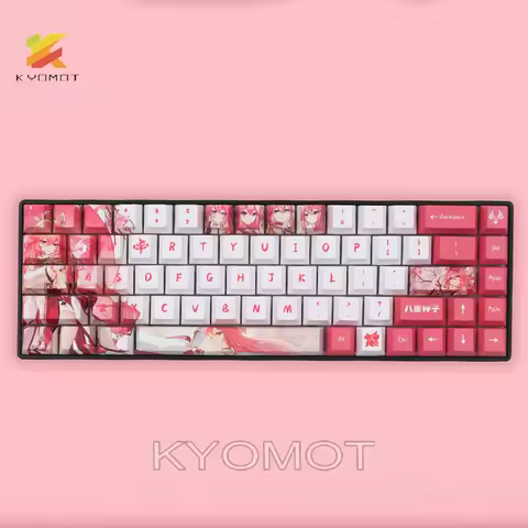 KYOMOT Genshin Impact Raiden Shogun Theme Keycap Anime Yae Miko Keycaps PBT Cosplay Keys Caps for Ch