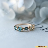 Japanese Gradient Blue Rhinestone Gemstone Ring D0603 Adjustable Ring Adjustable Ring Retro Aestheti