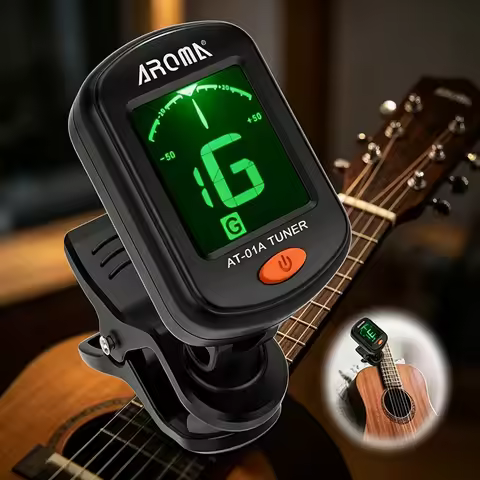 AROMA AT-01A Guitar Tuner Clip-On Tuner, High Sensitivity 360° Rotate, 5 Tuning Modes, Multifunction