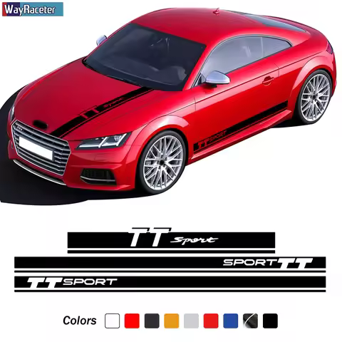 Racing Sport Car Hood Decal Engine Cover Side Stripes Skirt Sticker For Audi TT TTS TTRS MK1 8N MK2 